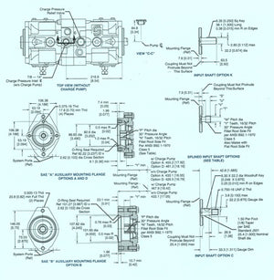 Sundstrand Sauer Danfoss Series 40 PV/PT Mounting Flange & Shafts