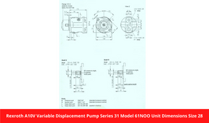 Rexroth A10V Variable Displacement Pump Series 31 Model 61NOO Unit Dimensions Size 28